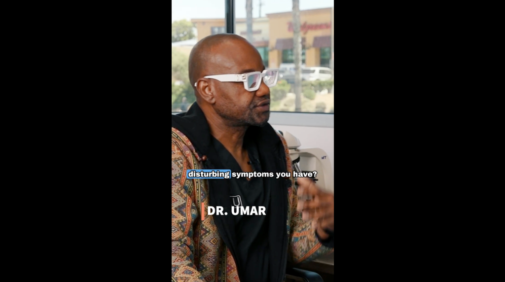 Dr. Sanusi Umar asks John about the most disturbing symptoms he has experienced having the scalp condition he has.