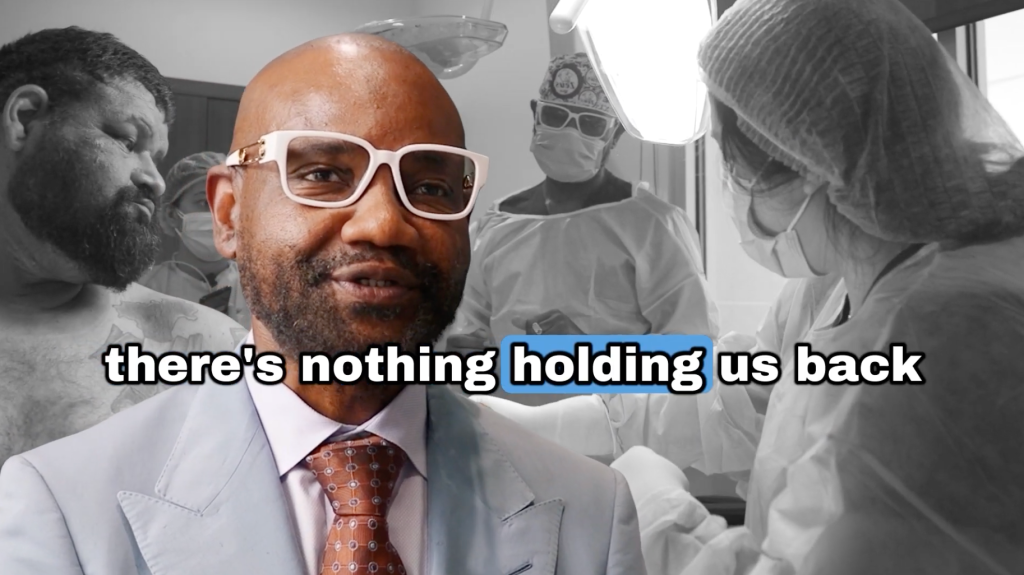 Dr. Sanusi Umar tells John that he has been cleared to move forward with surgery to remove the scalp lesions.